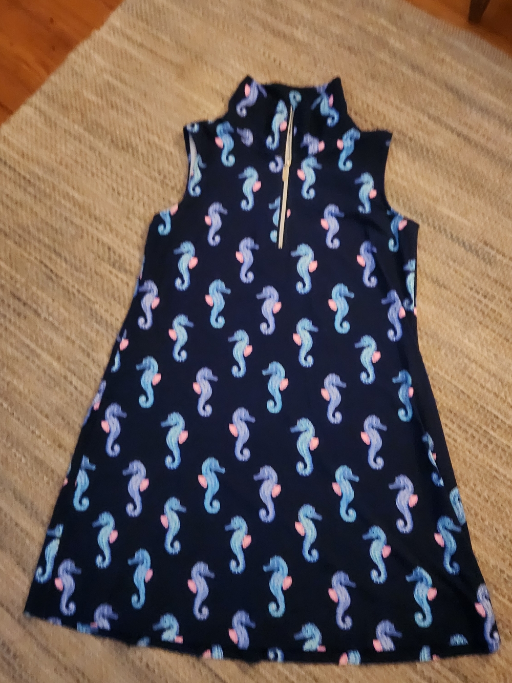 LULU B MIDNIGHT REEF MIDI SLEEVELESS 1/4 ZIP DRESS Sz Largr - Picture 3 of 4